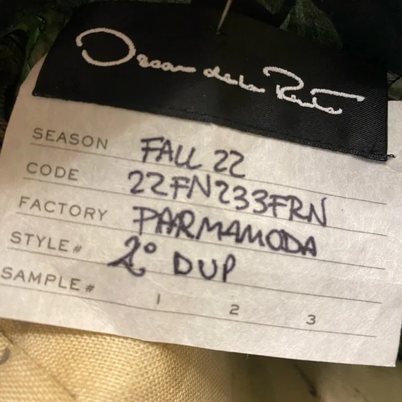 Oscar de la Renta Green Floral Pintuck Fortunella Mini Dress